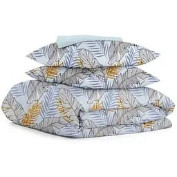 Комплект постільної білизни Cosas Palm leaves CS5 Полуторний блакитний (PalmBlueGreyGold_LightBlue_160)