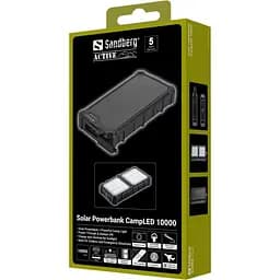 УМБ солнечная Sandberg 10000mAh 22,5W PD Solar Powerbank CampLED, USB-A, USB-C In/Out, PowerThru (421-23)