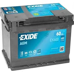 Акумулятор Exide Start-Stop AGM 60Ah Ев (-/+) (680EN) (242х175х190) EK600