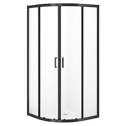 Душова кабіна Cersanit Brasco 90x90 см напівкругла розсувна прозоре скло на дрібному піддоні black S601-225, прозорий, чорний