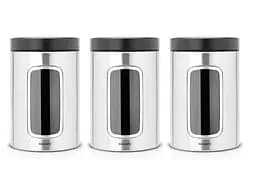 Набір ємностей Brabantia Window Canister для зберігання продуктів, 3 шт., сріблястий (335341)