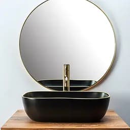 Умивальник Rea Belinda black mat T gold edge накладний REA-U9659, Чорний матовий - мініатюра 4