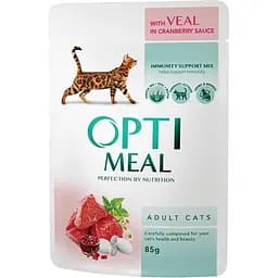 Влажный корм для кошек Optimeal телятина в клюквенном соусе 85 г (B2711002)