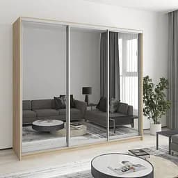 Шкаф-купе трехдверный MebelStar Стандарт AL 3 Зеркала 230x45x210 см Дуб сонома (MBS-2991)