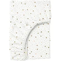 Простирадло Cosas на резинці 120х200 golden stars, білий (StarsDotsBeigeWhite_120x200x20)