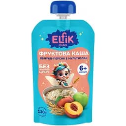 Фруктова каша Elfik Magic з яблук, мультизлакової каші та персиків 110 г