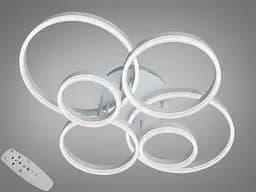 Стельова LED люстра біла 6 кілець 120W з пультом