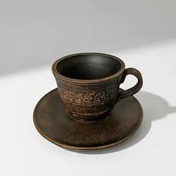 Чашка для кофе 150 мл с блюдцем Декор молоченная керамика Украинская глиняная посуда
