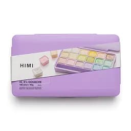 Набор гуашевых красок Jelly Cup 18×30 мл Пастельные фиолетовый пластиковый пенал HIMI