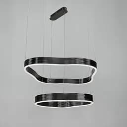 Незвичайна та ефектна люстра на 2 яруси 60+40 см у чорному корпусі | Арт. PCL004-600*400 BK | Line F