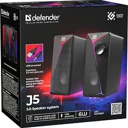 Акустична система 2.0 Defender J5, 6Вт, підсвітка, USB, чорна - мініатюра 7