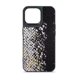 Кожаный чехол для Apple iPhone 14 Pro Max, Harder Snake Pattern, черный, термополіуретан ТПУ + экокожа с текстурой змеиной кожи, панель, защита корпуса, противоударный, микрофибра, рамка вокру камеры, защита всего корпуса, (ARM76811)