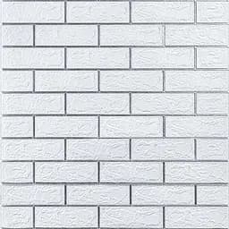 Самоклеюча 3D панель Sticker Wall 700х770х3мм Біла цегла смужка срібло 100-3 SW-00000752