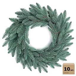 Вінки хвойні різдвяні Hvoya Classic литі блакитні 50 см 10 шт.