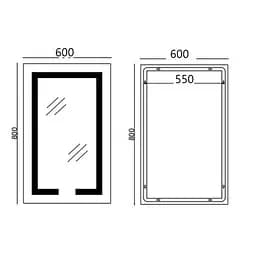 Дзеркало Mixxus Hard MR06-60x80-CASE (LED Touch, годинник, антизапотівання, димер, регулювання яскравості) MI7157 - мініатюра 2
