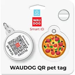 Адресник для собак і котів Waudog Smart ID з QR паспортом Піца 25 мм - мініатюра 5