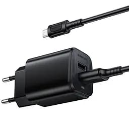 МЗП Borofone BAS81A Star 10.5W (2USB-A) + кабель USB to MicroUSB Black - мініатюра 3