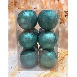 Набір ялинкових іграшок Мороз пластикових круглих 12 шт 8 см Зелений