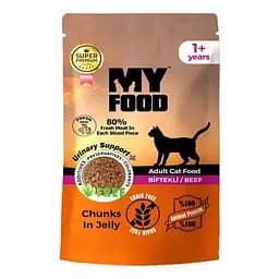 Влажный корм Hermos My Food Для котов кусочки в желе с говядиной 85 г