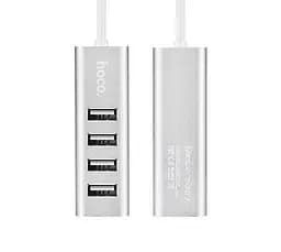Хаб адаптер Usb Hoco на 4 Usb Line machine HB1 silver 6957531038146 - мініатюра 5