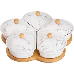 Менажница Yiwu фарфоровая 5 секций на поворотной подставке HP-1217