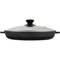 Уцінка. Сковорода-гриль Brizoll Monolith чавунна зі скляною кришкою 30х3.5 см (M3035G-6)