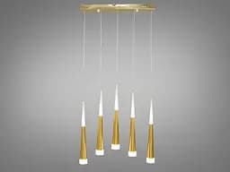 Люстра стельова LED Diasha 3002/5G, 18W, золота, сучасний стиль для високих стель, 5 ламп, 990 лм, IP20