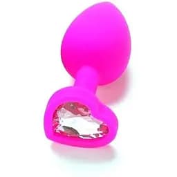 Силиконовая анальная пробка с кристаллом SKN-KSIL-07S (размер S), Розовый