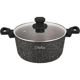 Кастрюля Bollire Venezia, с крышкой, черная, 28 см, 7,1 л (BR-1004)