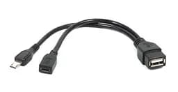 Кабель USB AF - microUSB (M)/microUSB (F), 15 см, черный, Cablexpert (A-OTG-AFBM-04)