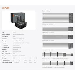 Блок живлення PcCooler YK750H 750W ATX 3.1 80+Bronze (P3-YK750H-B1HWBK1-EU) - мініатюра 8
