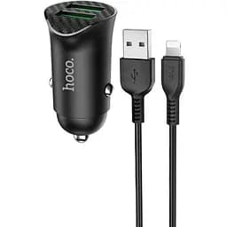Автомобільний зарядний пристрій Hoco Z39 QC3.0 Black 2 USB+ USB Cable Lightning