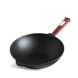 Сковорода Brizoll Wok чавунна зі скляною кришкою 24 см (W24HP2-6) - мініатюра 3