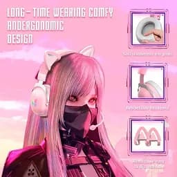 Навушники Onikuma X11 Gaming CAT with LED ігрові з вушками котячими фіолетові - мініатюра 7