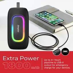Акустична система 1.0 Energizer 16Вт Bluetooth 5.2/MicroSD/USB/AUX/FM,IPX65, чорна - мініатюра 7