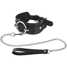 Ошейник с поводком Fetish Tentation Ring and Leash черный