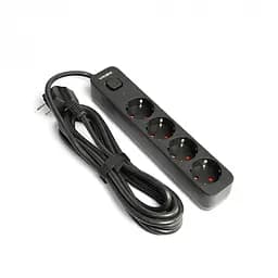 Подовжувач мережевий Videx Oncord з кнопкою з/з 4п 3 м 3x1.5 мм black (VF-PD43G-B) - мініатюра 2