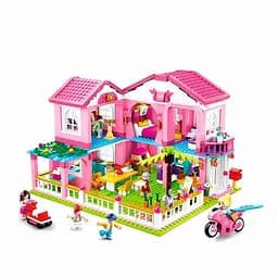 Конструктор Sluban M38-B0721 Будиночок з меблями, фігурками та транспортом, 896 деталей, різнокольоровий