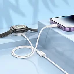 Кабель Borofone BQ22 2в1 USB to Lightning/iWatch Qi 1.2m білий - мініатюра 4
