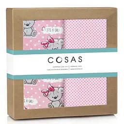Пелюшки багаторазові Cosas дитячі Girl Bear 2 шт., 80х100 см, рожеві