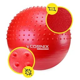 М'яч для фітнесу (фітбол) Cornix 55 см напівмасажний Anti-Burst Red XR-0462 - мініатюра 2