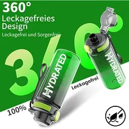Пляшка для води Hydrated Water Bottle 1000 мл Tritan Green Black - мініатюра 4