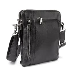 Месенджер класичний чорий в гладкій шкірі Tiding Bag 8009A чорний