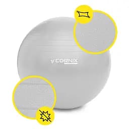 М'яч для фітнесу (фітбол) Cornix 85 см Anti-Burst Silver XR-0368 - мініатюра 2