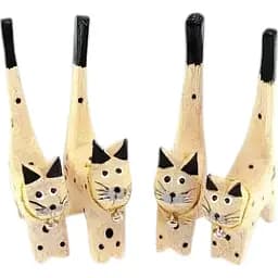 Кішки дерев'яні кільцетримачі набір 4 шт. 11х5х7,5 см