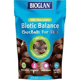 Шоколадні кулькі Bioglan Biotic Balance Chocballs For Kids, 30 драже для підтримки травної системи у дітей