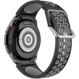 Ремінець для Samsung Galaxy Watch 4 44mm - чорно-сірий ширина кріплення 20мм силікон перфорація розмір LOnis (WB564271)