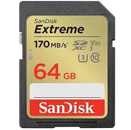 SanDisk Карта пам'яті SD 64GB C10 UHS-I U3 R170/W80MB/s Extreme V30