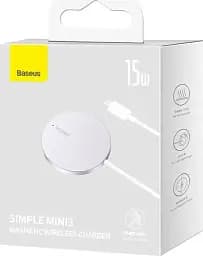 Бездротовий зарядний пристрій Baseus Simple Xiaomini3 Magnetic Wireless Charger 15W CCJJ040012 Silver - мініатюра 7