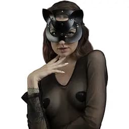 Маска кішечки Feral Feelings - Catwoman Mask, натуральна шкіра, чорна
